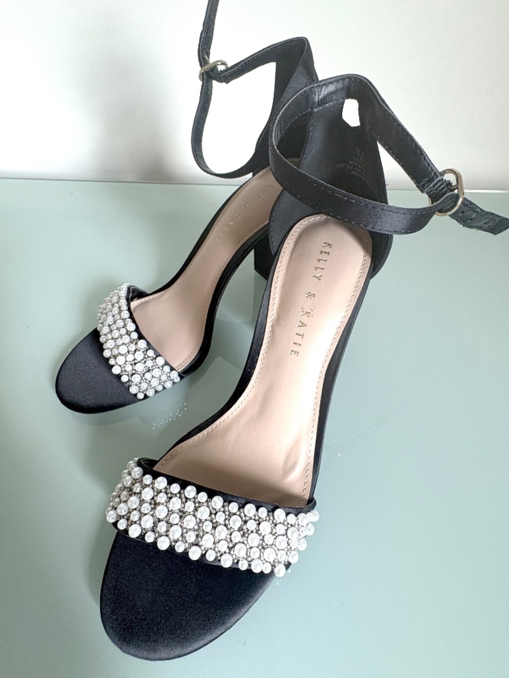 Kelly & Katie black satin hildie heels